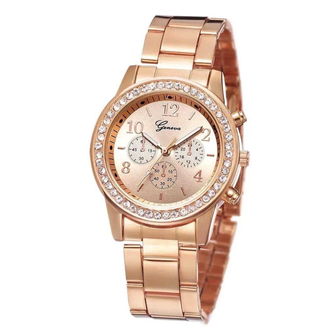 KOREAN STYLE WATCH SET STEEL BELT GENEWA THREE EYE ALLOY NECKLACE